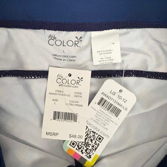 All For Color 1/4 Zip Pullover and Leggings Set  Ultra Prism Sz L Rainbow NWT - Picture 9 of 12